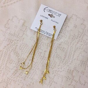 NEW Gold Butterfly Charm Long Drop Dangle Earrings Women Fashion Jewelry Gifts
